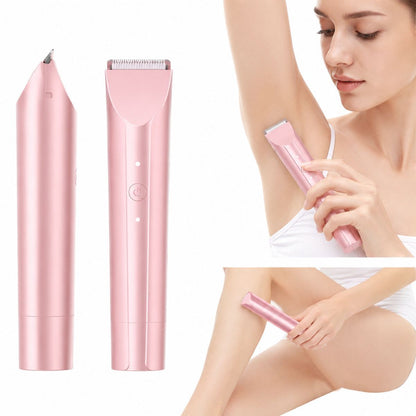 2-in-1 Waterproof Body Trimmer & Shaver – 3mm/6mm Guide, Floating Head, Painless Hair Removal for Women - Pink - Size 20cm