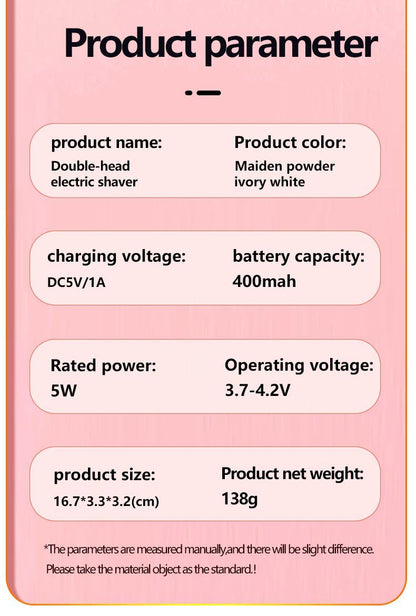 2-in-1 Waterproof Body Trimmer & Shaver – 3mm/6mm Guide, Floating Head, Painless Hair Removal for Women - Pink - Size 20cm