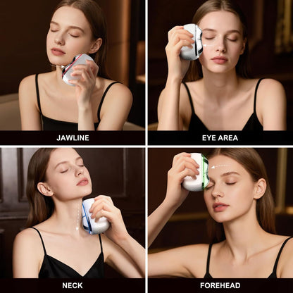 7-in-1 Red Light Facial Massager, Electric Gua Sha 7 Color LED Light Therapy for Face, Hot & Cold Facial Scraping Tool with Vibration, Pulse, Heated Lifting, Ice Roller