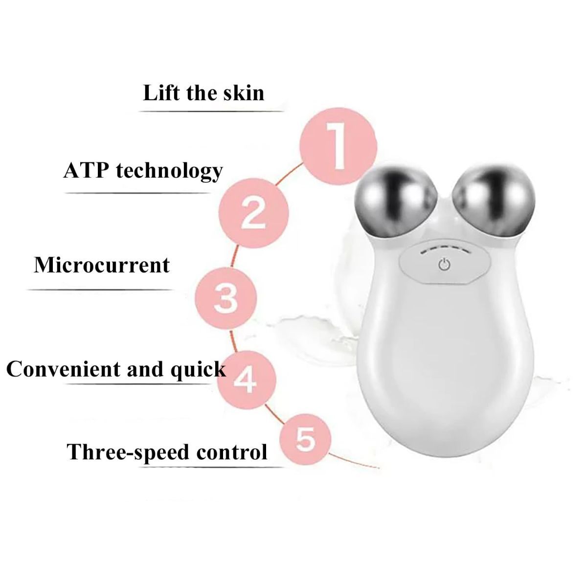 Microcurrent Facial Device,Enhances The Ability to Lift The Face and Tighten The Skin,Facial Wrinkle Equipment - White - Size 106mm