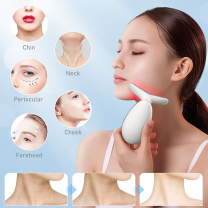 Face Neck Tool for Skin Care, Electric Neck Face Lifting Device for Wrinkle Removal - Red - Size 89mm