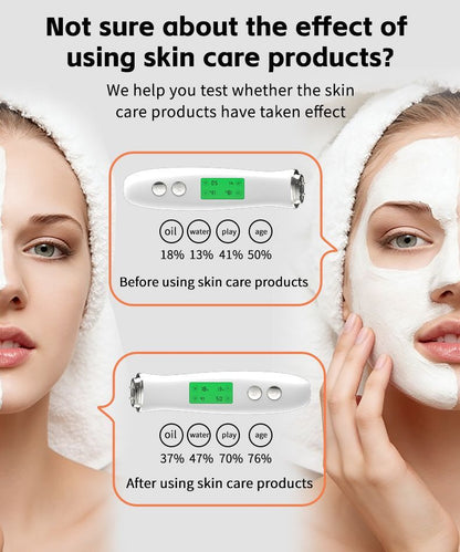 Professional Skin Moisture Tester, Digital Facial Oil Detector, High Precision Skin Hydration Analysis Meter, Hydration monitor,Portable Skin Analyzer with LCD Display & Fluorescent Agent Detection