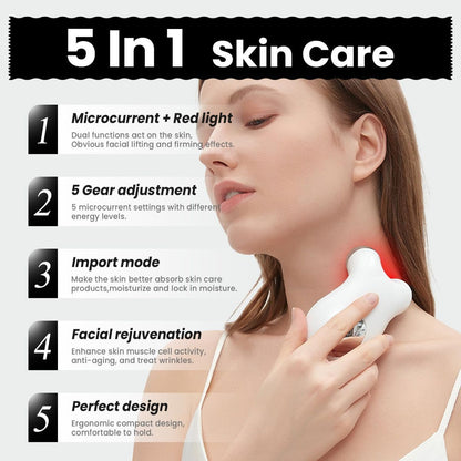Microcurrent Facial Device,Latest Red Light Technology，Enhances The Ability to Lift The Face and Tighten The Skin，Facial Wrinkle Equipment，Smart Photon Micro-Current Device - White - Size 15cm