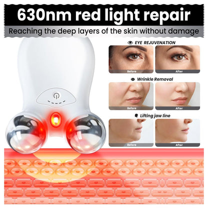 Microcurrent Facial Device,Latest Red Light Technology，Enhances The Ability to Lift The Face and Tighten The Skin，Facial Wrinkle Equipment，Smart Photon Micro-Current Device - White - Size 15cm