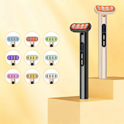 LED Facial Wand Neck Massager Red Light Therapy Beauty Device Skincare Tool - Beige - Size 167mm
