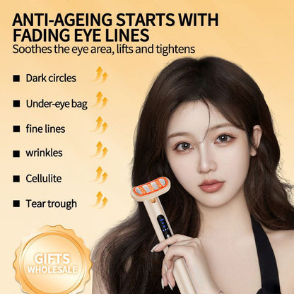 LED Facial Wand Neck Massager Red Light Therapy Beauty Device Skincare Tool - Black - Size 167mm