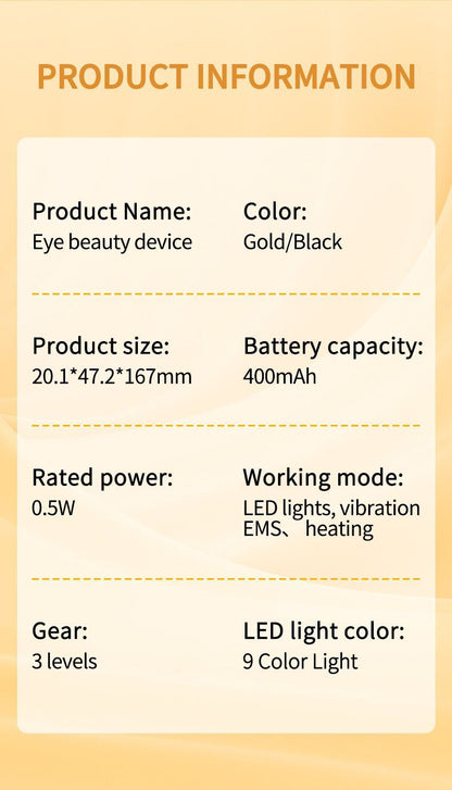 LED Facial Wand Neck Massager Red Light Therapy Beauty Device Skincare Tool - Black - Size 167mm