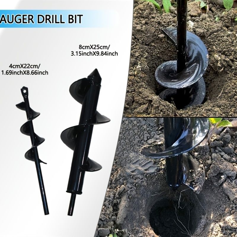 High-Strength Steel Garden Auger Drill Bit for Planting and Digging-Black V1107-119-BLA-38998