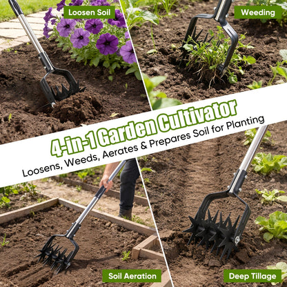 Garden Hand-Held Rotating Tiller for Home and Garden Soil Cultivation-Black V1107-119-BLA-49182