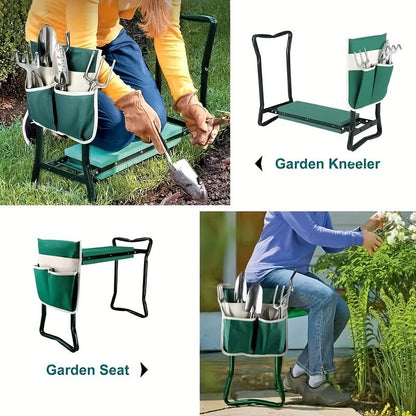 Folding Garden Kneeler and Seat with Pockets-Green V1107-119-BLA-91846