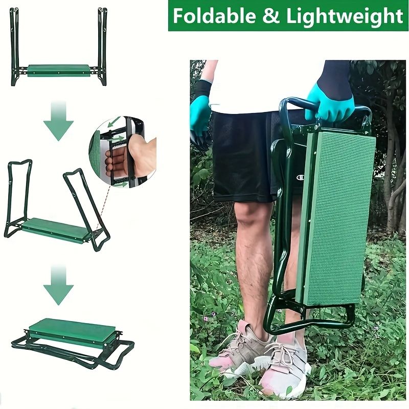 Folding Garden Kneeler and Seat with Pockets-Green V1107-119-BLA-91846