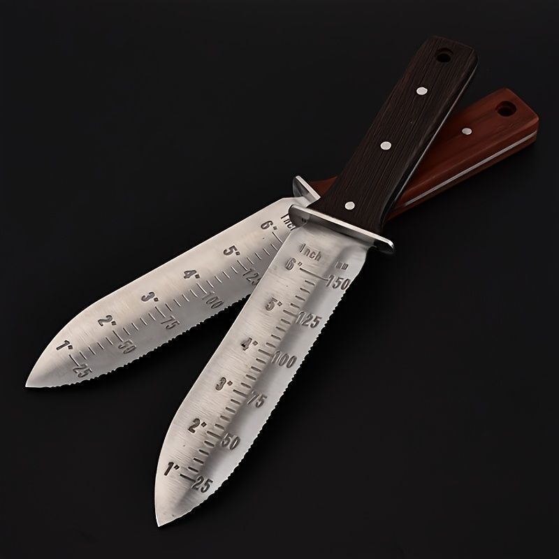 Measuring Gardening Knife with Leather Sheath for Precise Garden Work-Brown V1107-119-BRO-31049