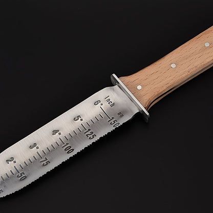 Measuring Gardening Knife with Leather Sheath for Precise Garden Work-Brown V1107-119-BRO-31049