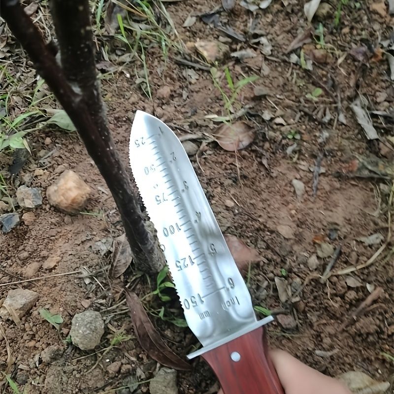 Measuring Gardening Knife with Leather Sheath for Precise Garden Work-Brown V1107-119-BRO-31049