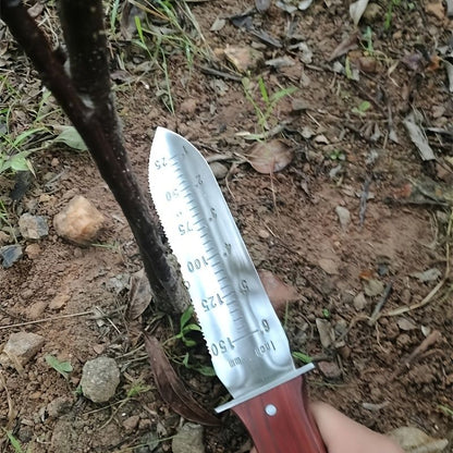 Measuring Gardening Knife with Leather Sheath for Precise Garden Work-Brown V1107-119-BRO-31049