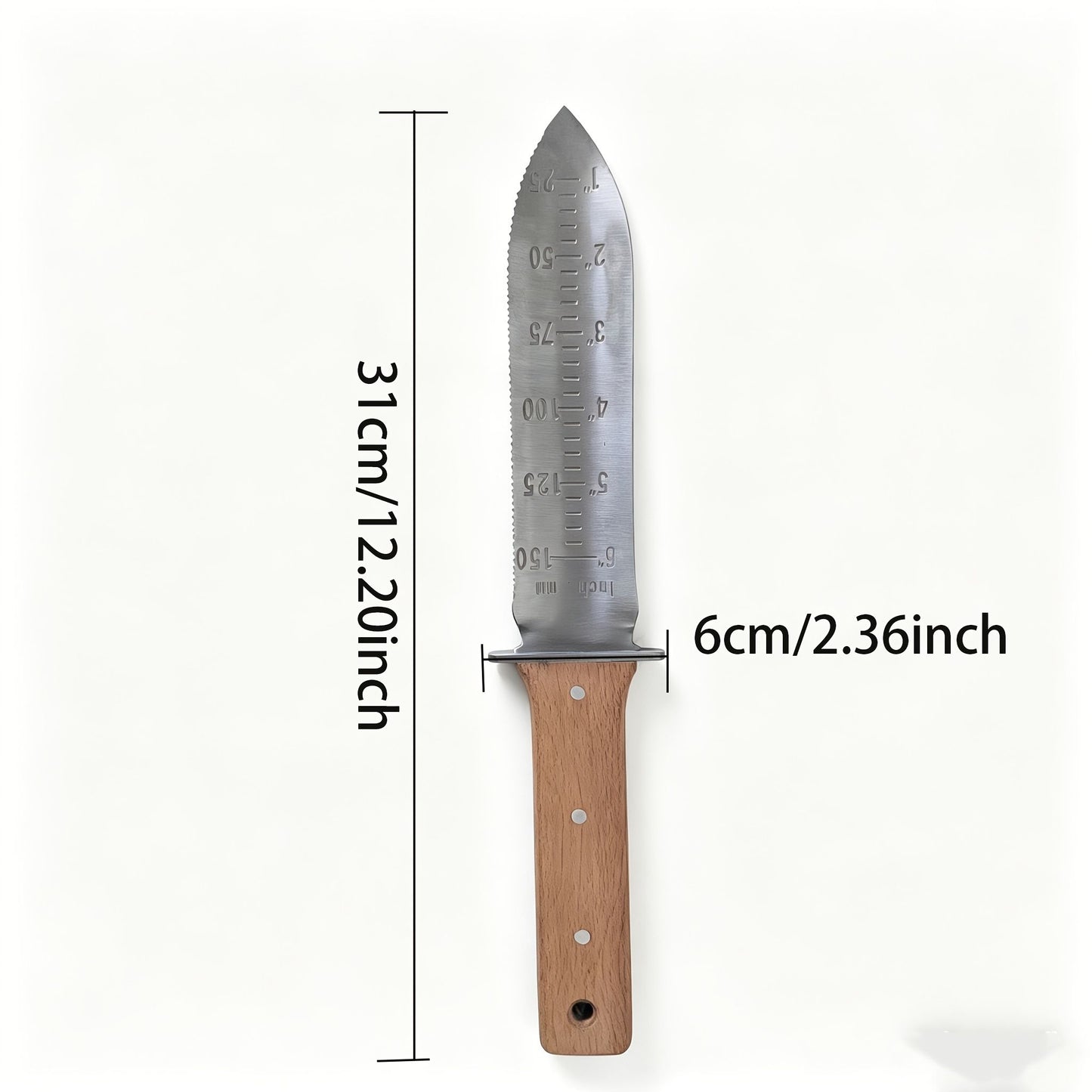 Measuring Gardening Knife with Leather Sheath for Precise Garden Work-Brown V1107-119-BRO-31049