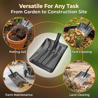 Stainless Steel Garden Sieve Shovel for Soil and Compost Screening-Grey V1107-119-GRA-57978