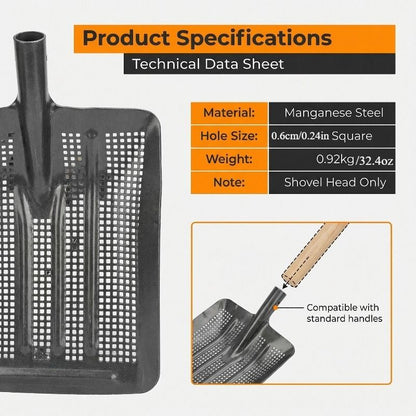 Stainless Steel Garden Sieve Shovel for Soil and Compost Screening-Grey V1107-119-GRA-57978