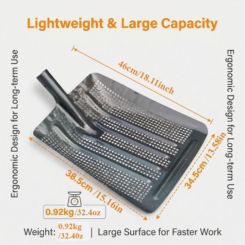 Stainless Steel Garden Sieve Shovel for Soil and Compost Screening-Grey V1107-119-GRA-57978