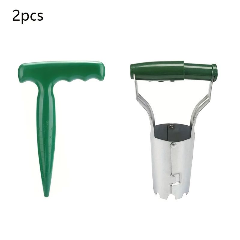 2-Piece Garden Plant Transplanter and Dibber Set for Australian Gardens-Green V1107-119-GRE-62557