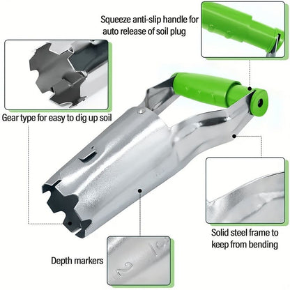 2-Piece Garden Plant Transplanter and Dibber Set for Australian Gardens-Green V1107-119-GRE-62557