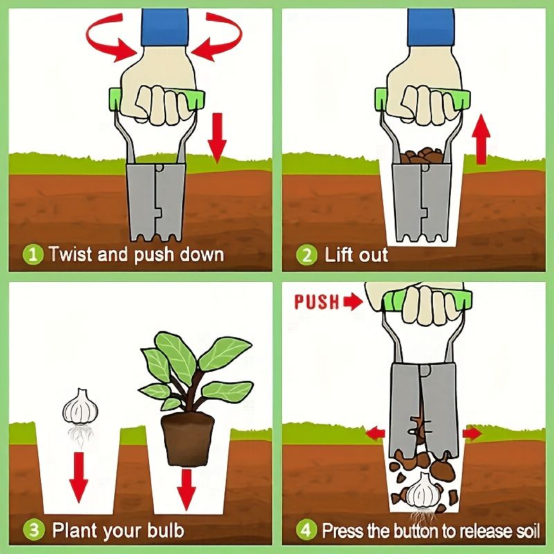 2-Piece Garden Plant Transplanter and Dibber Set for Australian Gardens-Green V1107-119-GRE-62557