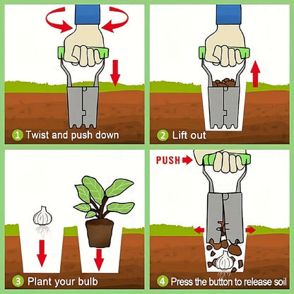 2-Piece Garden Plant Transplanter and Dibber Set for Australian Gardens-Green V1107-119-GRE-62557