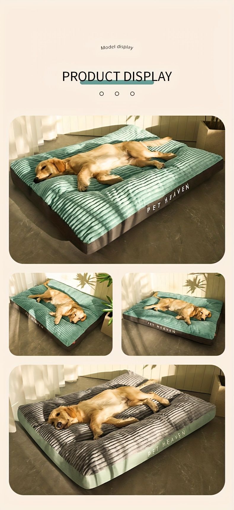 Warm Dog Bed Washable Pet Bed Non-Slip Dog Bed High Backrest Dog Bed Thick Dog - Green - Size 39.3*29.5in
