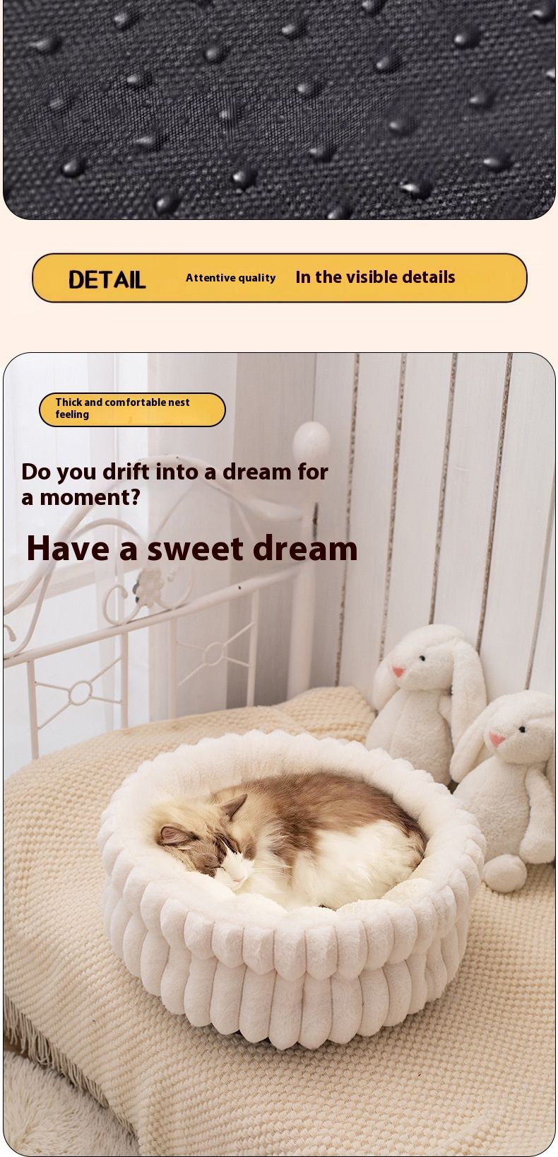plush cat bed, cat comfort bed, anti-static cat bed, high quality cat bed, cat resting place, pet bed V1107-136-52372