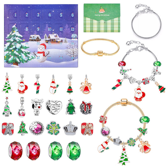 24-Day Christmas Advent Calendar DIY Bracelet Set, Festive Charm & Bead Kit for Aussie Xmas Gifting & Crafting V1107-24-DAY CHRISTMAS ADVENT CALENDAR DIY BRACELET SET2
