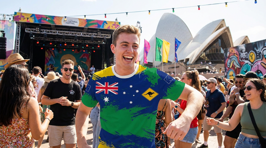 Australian Flag & Kangaroo Print Unisex O-Neck Short Sleeve T-Shirt Summer Breathable Cotton-Blend Streetwear V1107-ADLYYHGQTX1-S