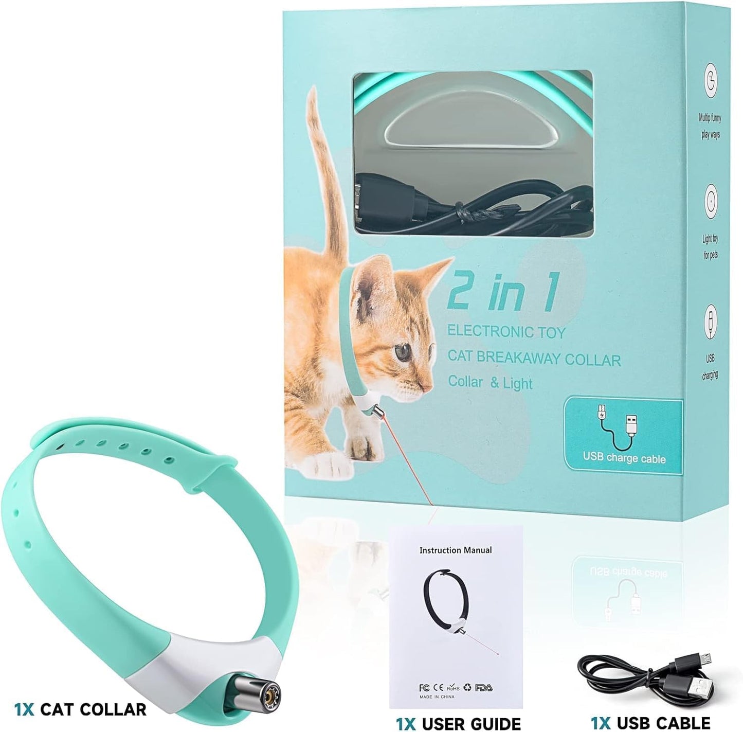 Automatic Laser Cat Collar Toy: Rechargeable Interactive Red Light Toy for Australian Indoor Cats & Kittens V1107-AUTOMATIC LASER CAT COLLAR TOY