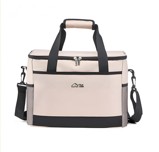 Beige Insulated Picnic Cooler Bag: Portable Waterproof Ice Bag for Outdoor Camping, Picnics & Home Use(17L) V1107-BEIGE INSULATED PICNIC COOLER BAG