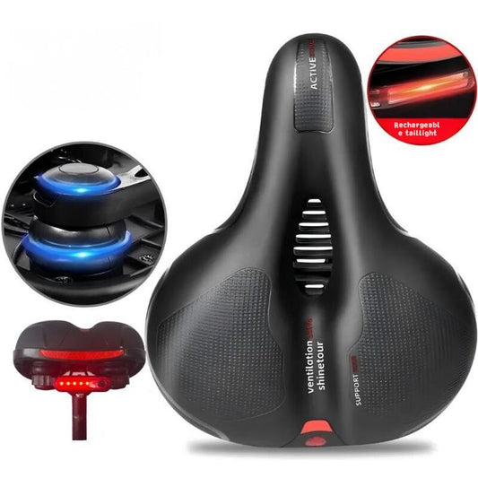 Bike Saddle with Rechargeable Taillight: 21x25x11cm Silicone Seat, 700g, Wrench Included for Aussie Cyclists V1107-BIKE SADDLE WITH RECHARGEABLE TAILLIGHT