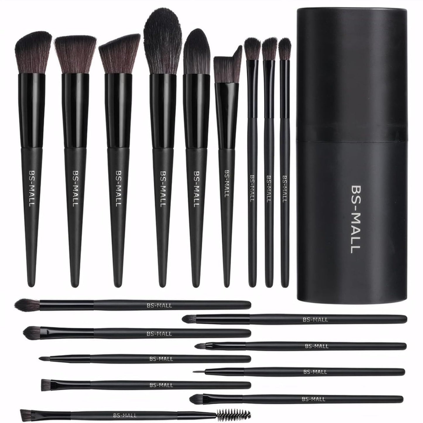 Black Professional Makeup Brush Set (18-Piece): Cruelty-Free, Versatile for Foundation, Blush & Eyeshadow, V1107-BLACK PROFESSIONAL MAKEUP BRUSH SET