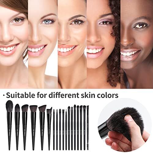Black Professional Makeup Brush Set (18-Piece): Cruelty-Free, Versatile for Foundation, Blush & Eyeshadow, V1107-BLACK PROFESSIONAL MAKEUP BRUSH SET