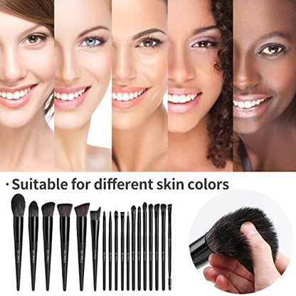 Black Professional Makeup Brush Set (18-Piece): Cruelty-Free, Versatile for Foundation, Blush & Eyeshadow, V1107-BLACK PROFESSIONAL MAKEUP BRUSH SET