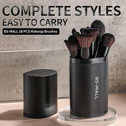 Black Professional Makeup Brush Set (18-Piece): Cruelty-Free, Versatile for Foundation, Blush & Eyeshadow, V1107-BLACK PROFESSIONAL MAKEUP BRUSH SET