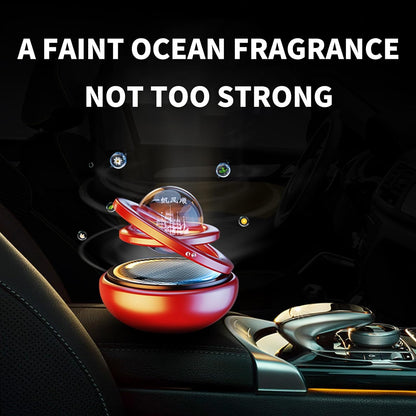 Black Solar-Powered Rotating Car Air Freshener: Space-Themed Dashboard Decor with Ocean Scent & 16 Cologne V1107-BLACK SOLAR-POWERED ROTATING CAR AIR FRESHENER