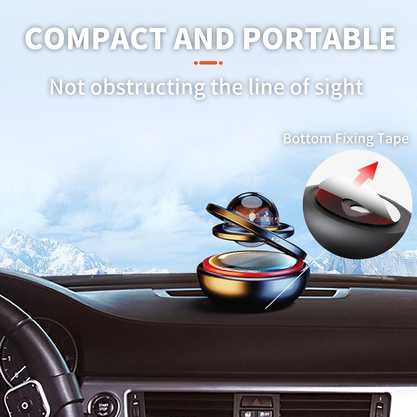 Black Solar-Powered Rotating Car Air Freshener: Space-Themed Dashboard Decor with Ocean Scent & 16 Cologne V1107-BLACK SOLAR-POWERED ROTATING CAR AIR FRESHENER