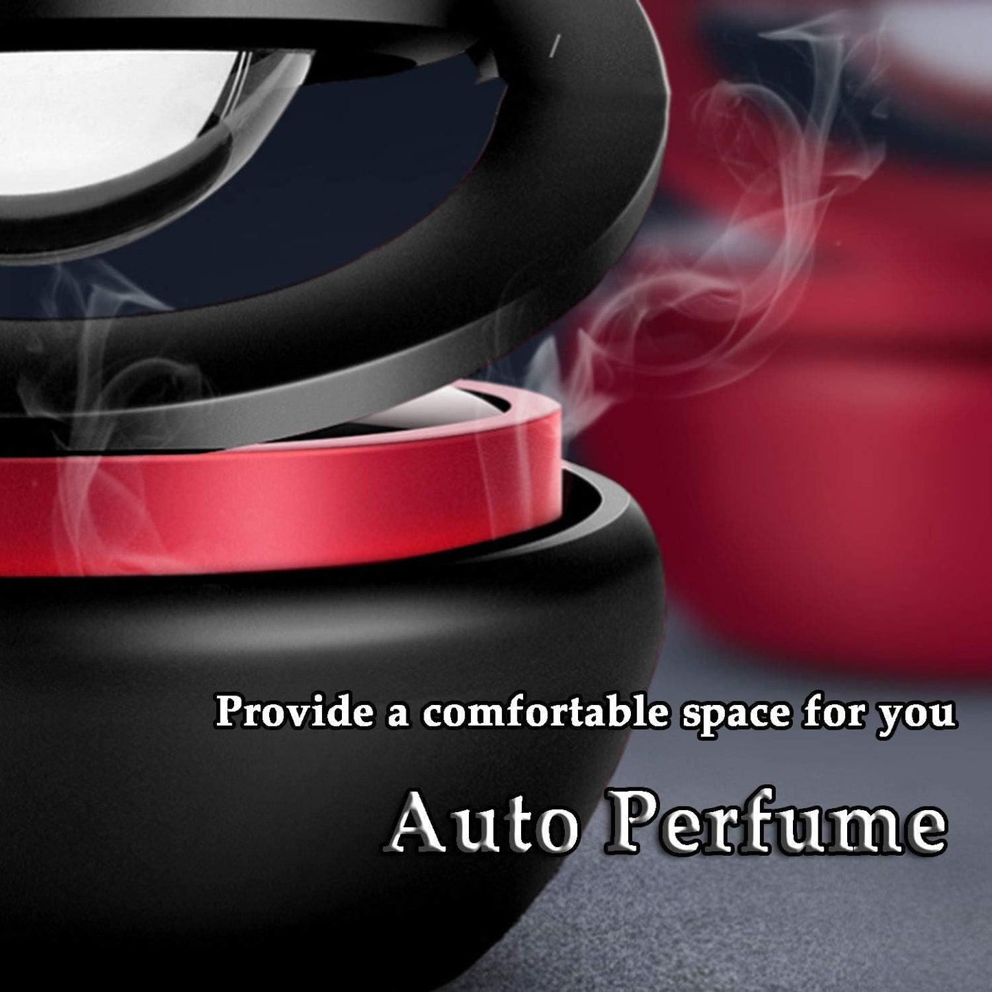 Black Solar-Powered Rotating Car Air Freshener: Space-Themed Dashboard Decor with Ocean Scent & 16 Cologne V1107-BLACK SOLAR-POWERED ROTATING CAR AIR FRESHENER