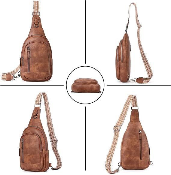 Brown Faux Leather Sling Bag: Unisex, Spacious, Reversible Crossbody for Aussies V1107-BROWN FAUX LEATHER SLING BAG