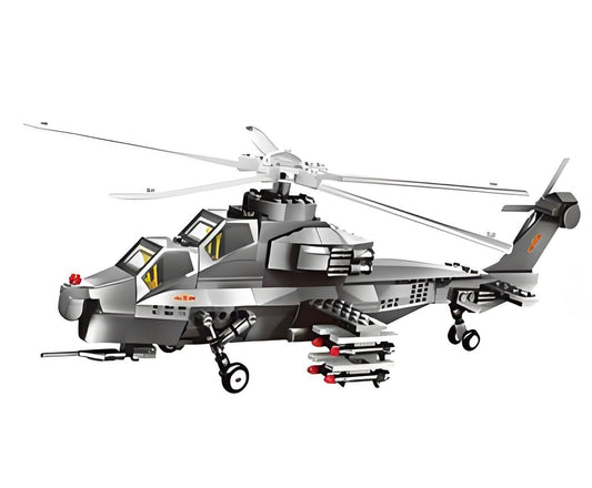 Christmas gift WZ-10 Attack Helicopter Building Blocks Set, 264 Pieces Military Model Kit for Kids Aged 6+ & V1107-BUILDING BLOCK TOYWZ10