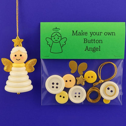 Christmas gift Christmas Button Ornament - Festive Santa Design Craft Kit (angel) V1107-BUTTON CHRISTMAS ORNAMENT-ANGEL