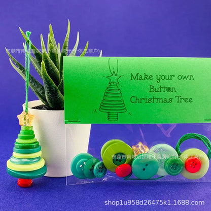Christmas gift Christmas Button Ornament - Festive Santa Design Craft Kit (green Christmas tree) V1107-BUTTON CHRISTMAS ORNAMENT-GREEN CHRISTMAS TREE