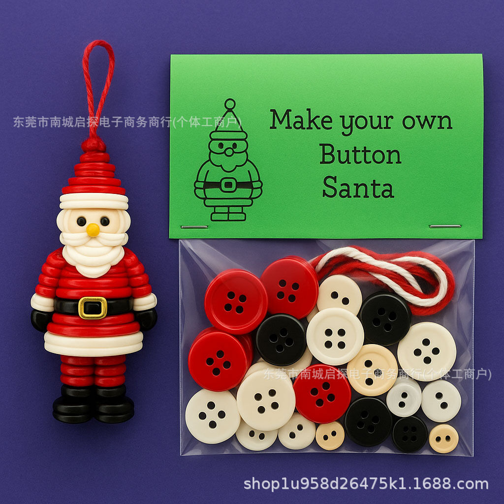 Christmas gift Christmas Button Ornament - Festive Santa Design Craft Kit (green Christmas tree) V1107-BUTTON CHRISTMAS ORNAMENT-GREEN CHRISTMAS TREE