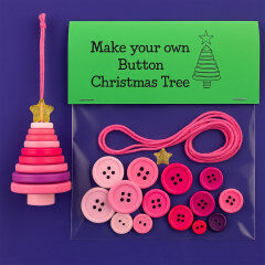 Christmas gift Christmas Button Ornament - Festive Santa Design Craft Kit (green Christmas tree) V1107-BUTTON CHRISTMAS ORNAMENT-GREEN CHRISTMAS TREE