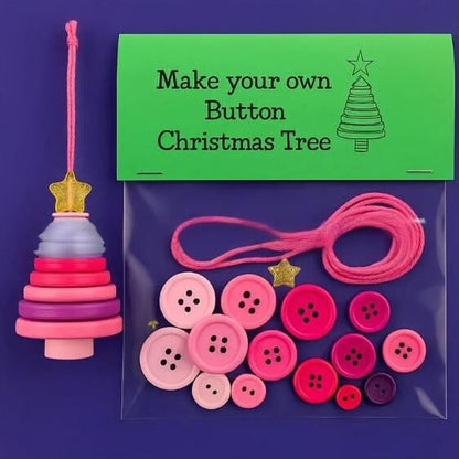 Christmas gift Christmas Button Ornament - Festive Santa Design Craft Kit (Red Christmas tree) V1107-BUTTON CHRISTMAS ORNAMENT-RED CHRISTMAS TREE
