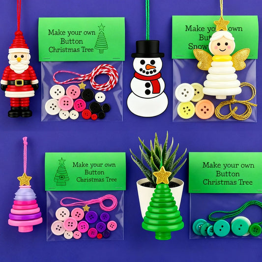 Christmas gift Christmas Button Ornament - Festive Santa Design Craft Kit- Set of 5 pieces(Santa Claus, V1107-BUTTON CHRISTMAS ORNAMENT-SET OF 5 PIECES