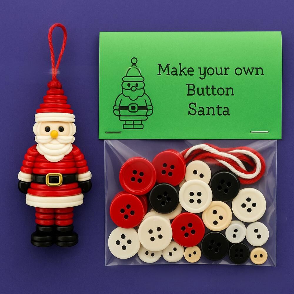 Christmas gift Christmas Button Ornament - Festive Santa Design Craft Kit (Snowman) V1107-BUTTON CHRISTMAS ORNAMENT-SNOWMAN